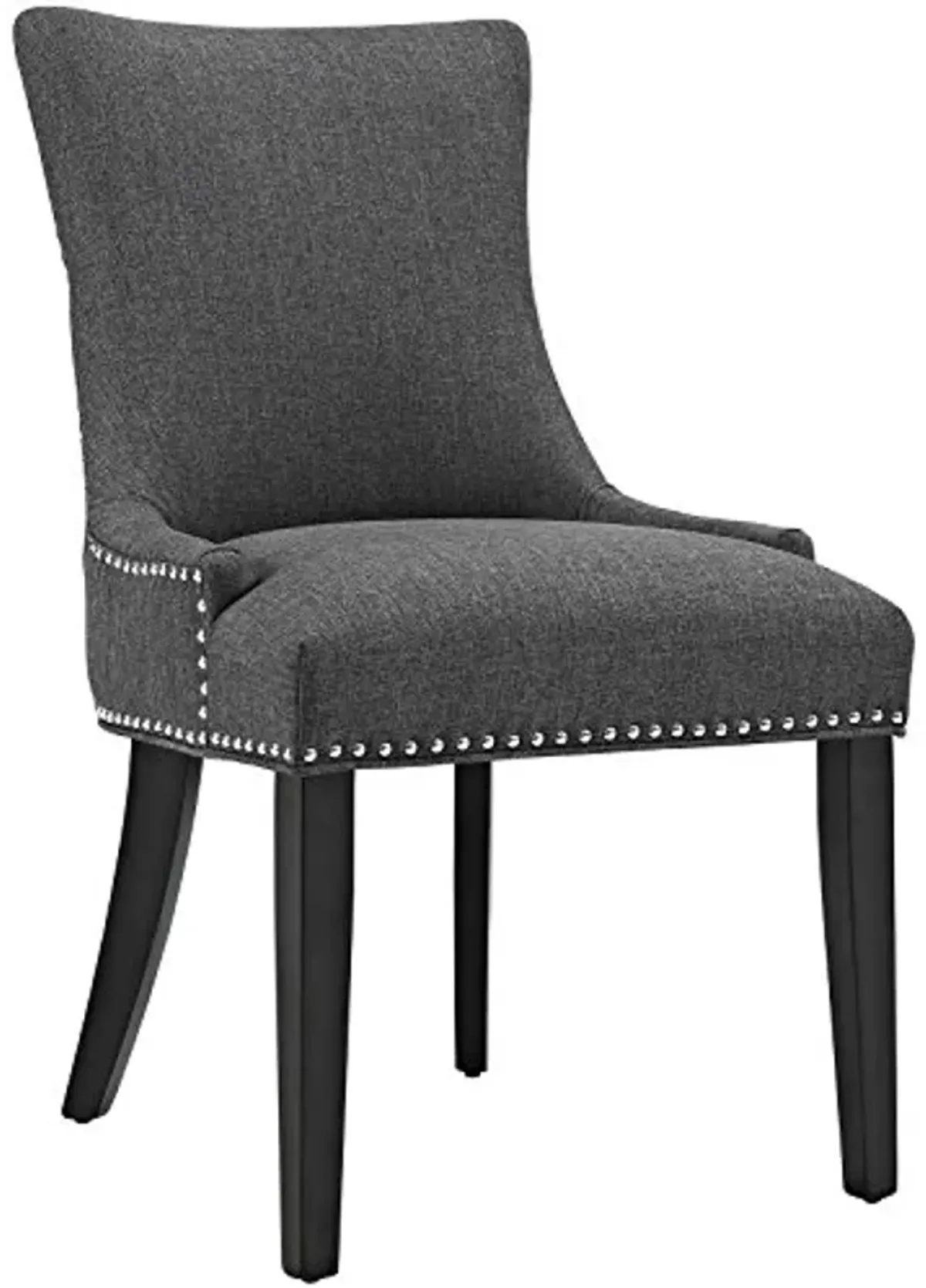 Modway Marquis Modern Upholstered Fabric Dining Chair with Nailhead Trim in Gray