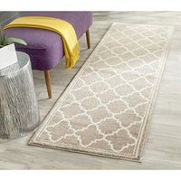 SAFAVIEH Amherst Collection 2'3" x 15' Wheat / Beige AMT422S Moroccan Trellis Non-Shedding Living Room Bedroom Runner Rug
