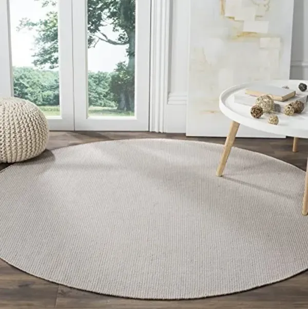 SAFAVIEH Montauk Collection Area Rug - 6' Round, Ivory & Grey, Handmade Flat Weave Boho Farmhouse Cotton, Ideal for High Traffic Areas in Living Room, Bedroom (MTK345A)