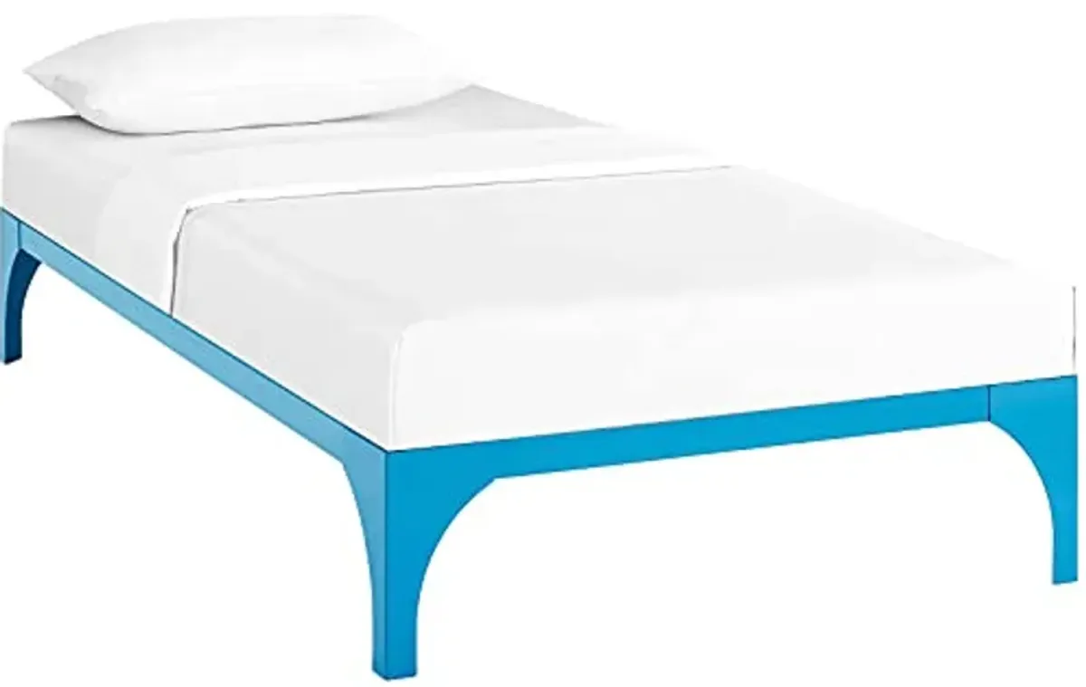 Modway Ollie Steel Modern Twin Platform Bed Frame Mattress Foundation with Slat Support in Light Blue