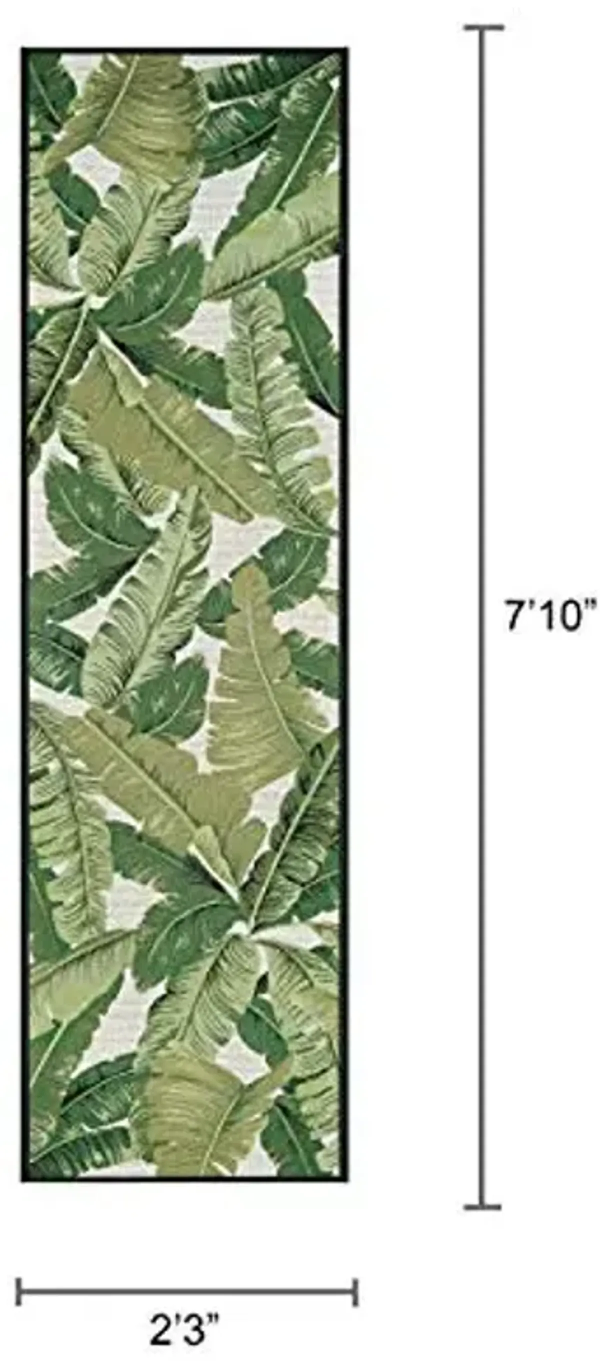 Couristan Dolce Outdoor Area Rug - Palm Lily 2'3" x 7'10" Runner in Hunter Green and Ivory, Durable, Easy to Clean, Flatwoven Floor Covering for Patio, Entryway Or Mudroom