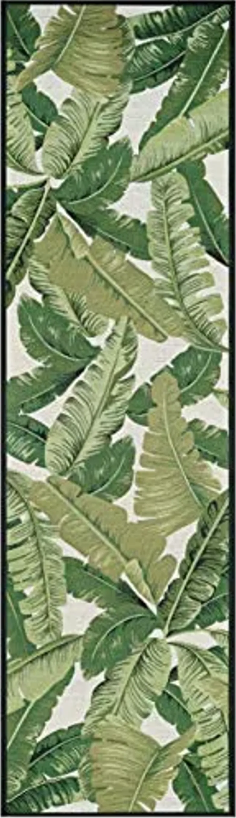 Couristan Dolce Outdoor Area Rug - Palm Lily 2'3" x 7'10" Runner in Hunter Green and Ivory, Durable, Easy to Clean, Flatwoven Floor Covering for Patio, Entryway Or Mudroom