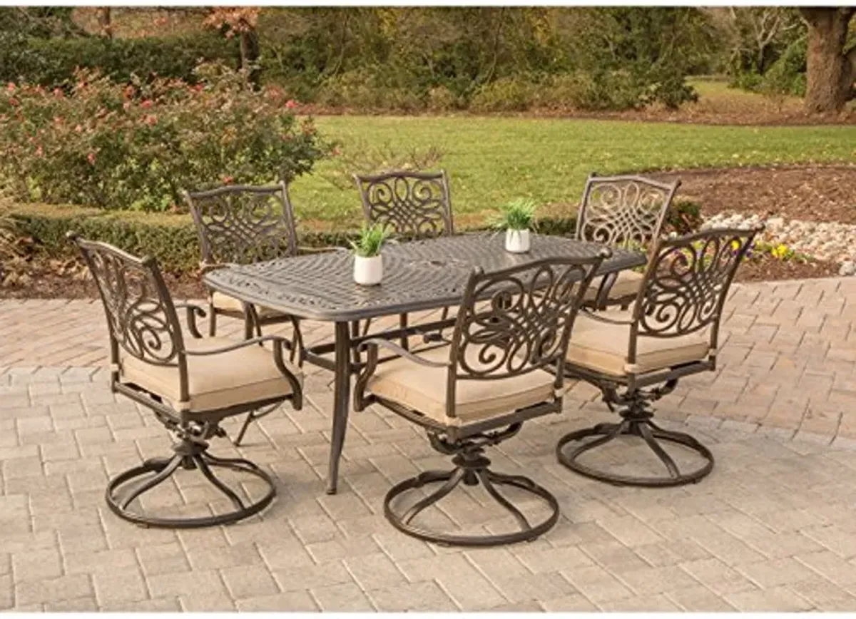 Hanover Traditions 7 Piece Dining Set in Tan Outdoor Furniture