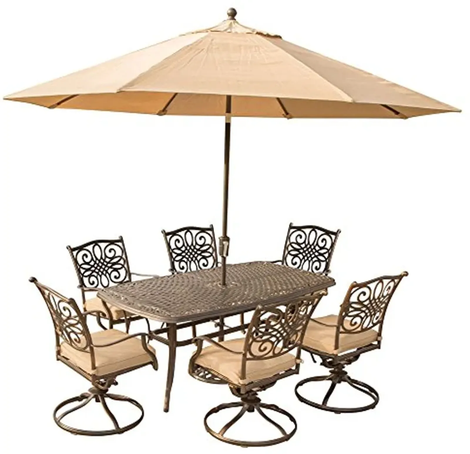 Hanover Traditions 7 Piece Dining Set in Tan Outdoor Furniture