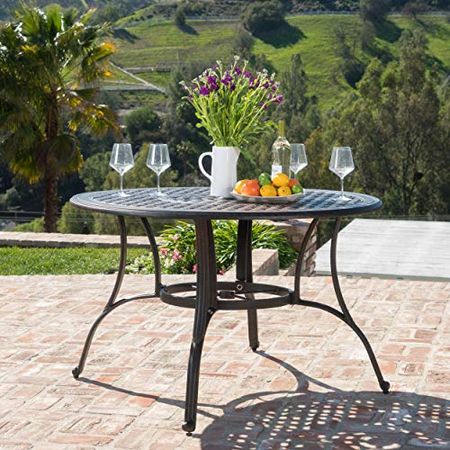 Christopher Knight Home Alfresco Outdoor Cast Aluminum Circular Dining Table, Bronze