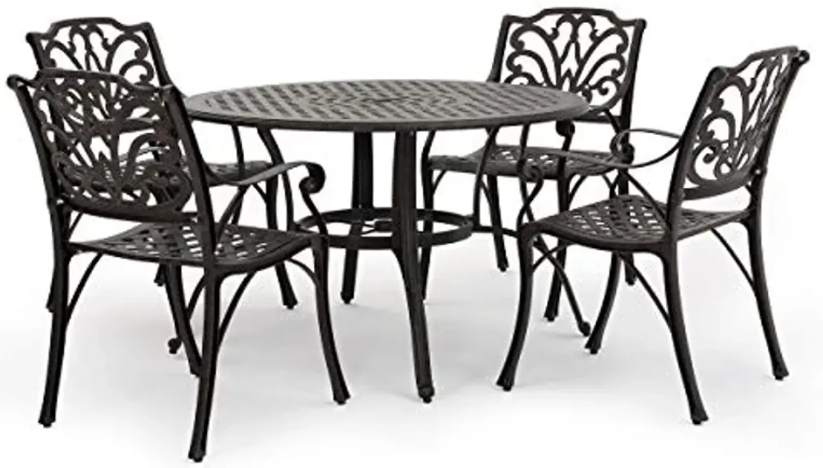 Christopher Knight Home Alfresco Outdoor Cast Aluminum Circular Dining Set, 5-Pcs Set, Bronze