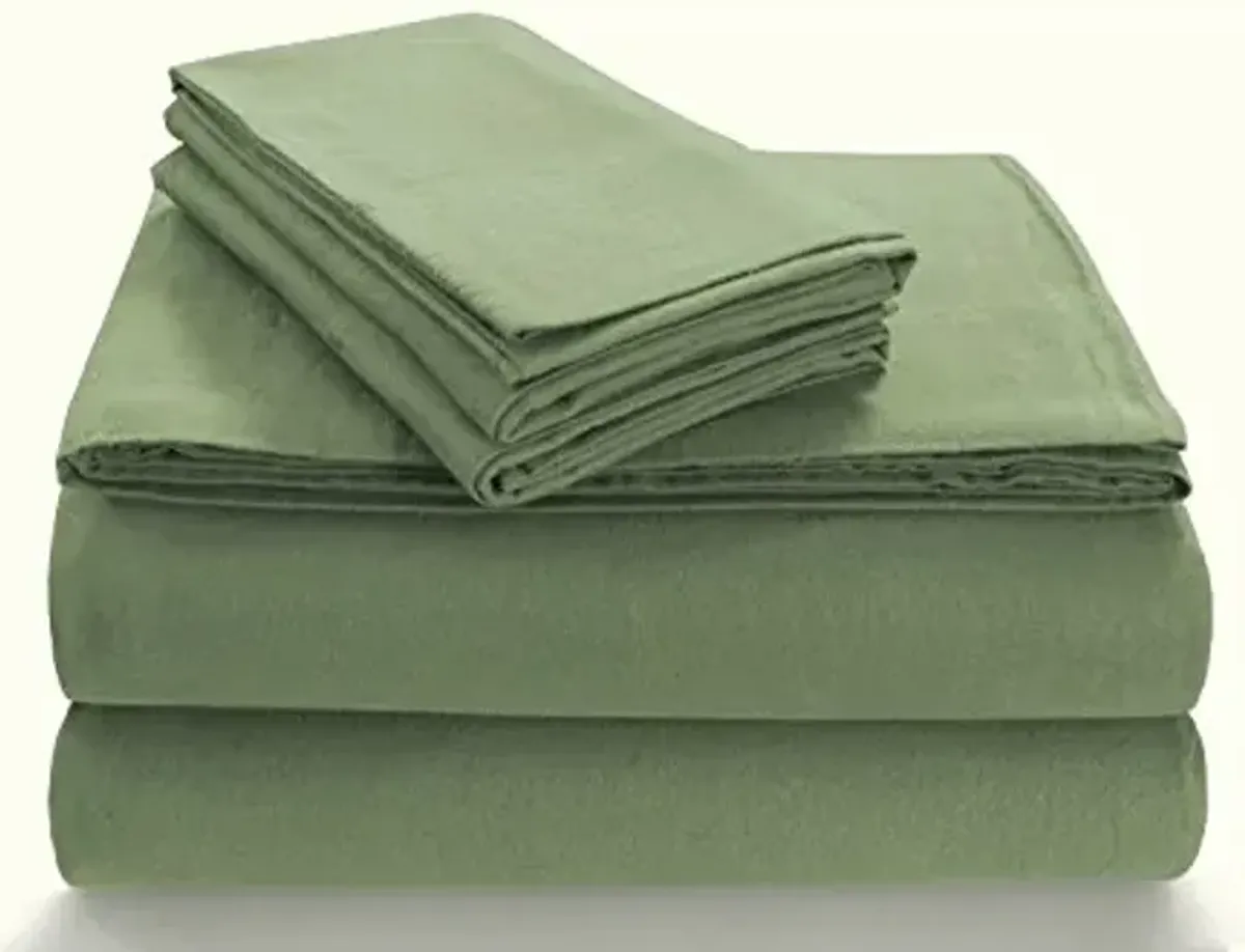 Tribeca Living FL170EDPCKIGR Soft 170-GSM Cotton Flannel Pillowcases,Green,King