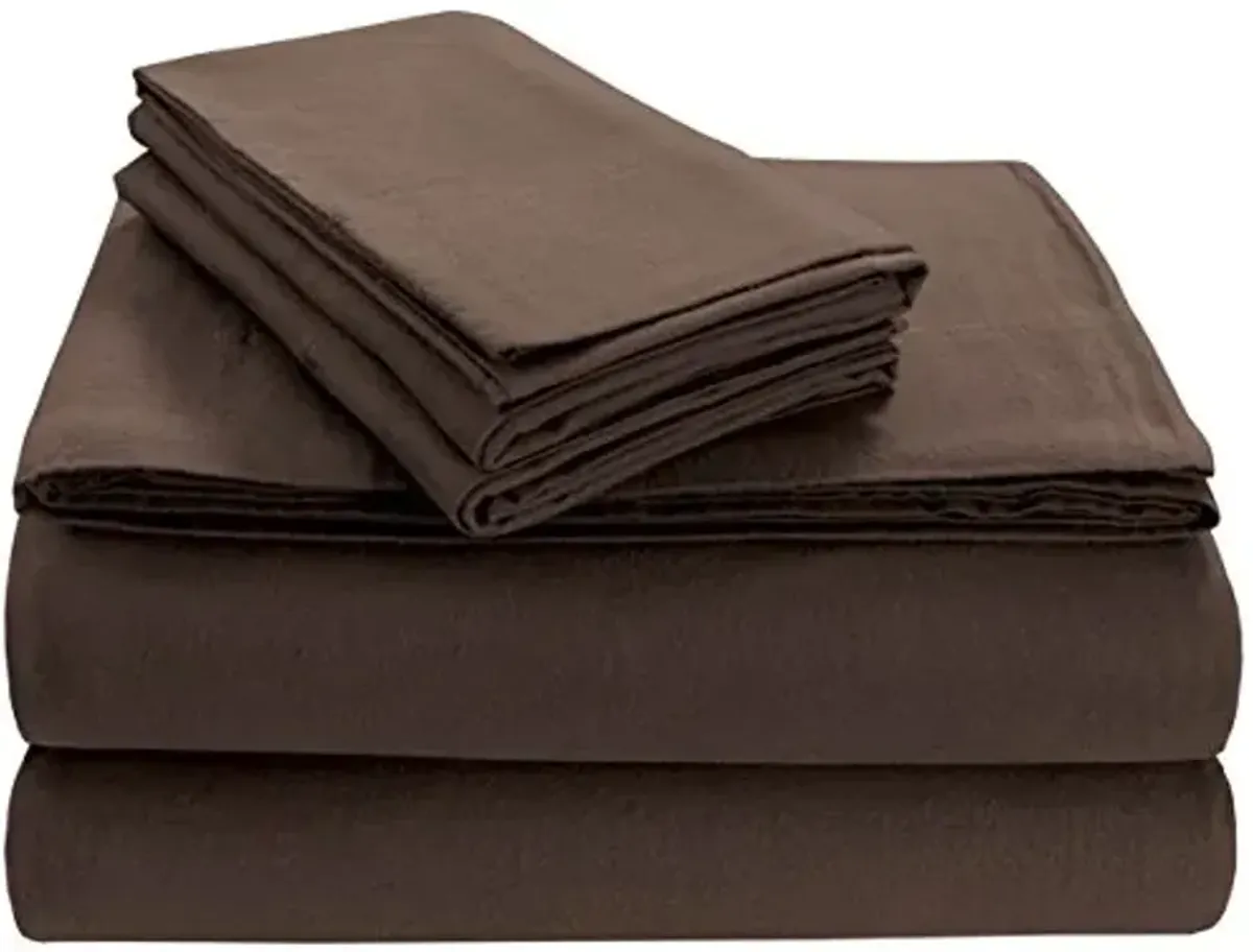 Tribeca Living FL170EDPCKICH Soft 170-GSM Cotton Flannel Pillowcases,Chocolate,King