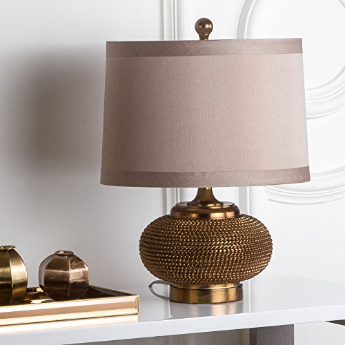 SAFAVIEH Lighting Collection Alexis Modern Farmhouse Gold Bead 19-inch Bedroom Living Room Home Office Desk Nightstand Table Lamp (LED Bulbs Included)