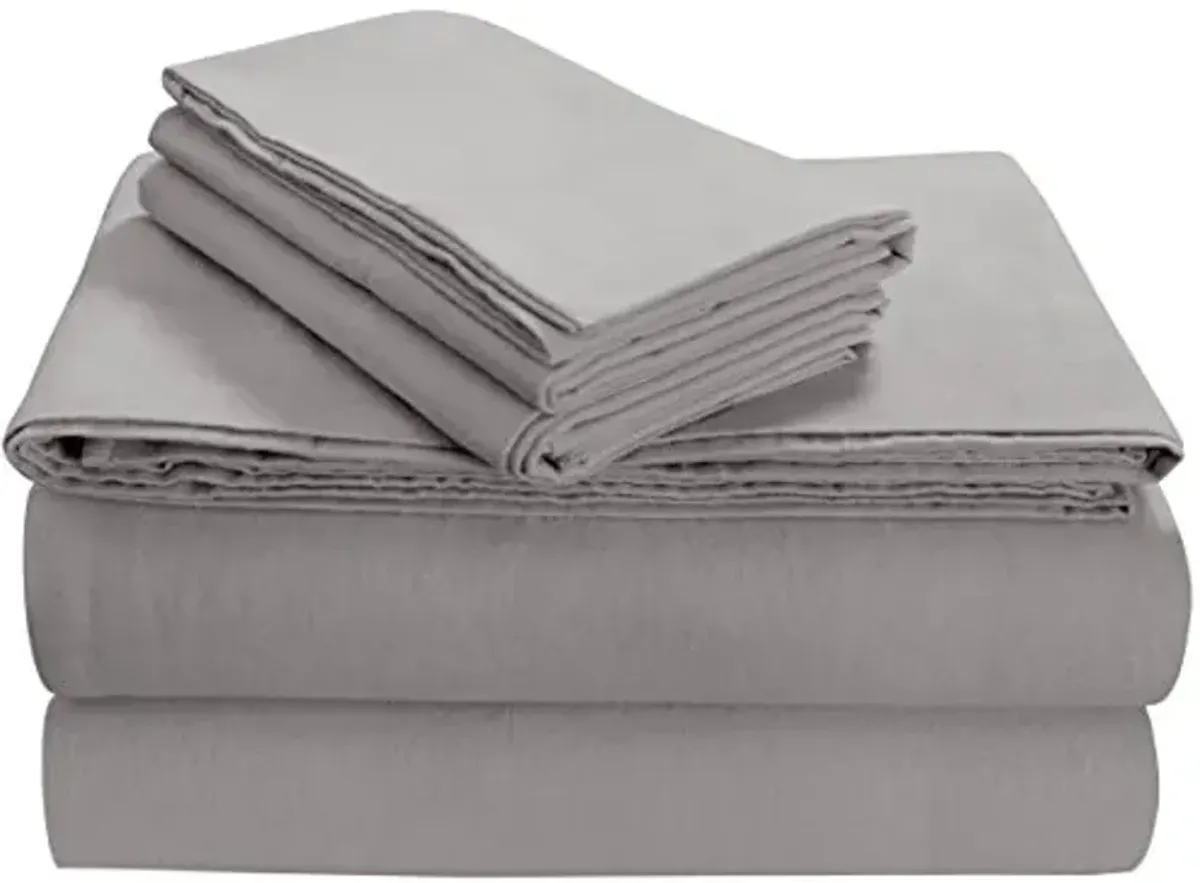 Tribeca Living FL170EDPCSTPL Soft 170-GSM Cotton Flannel Pillowcases,Silver Grey,Standard