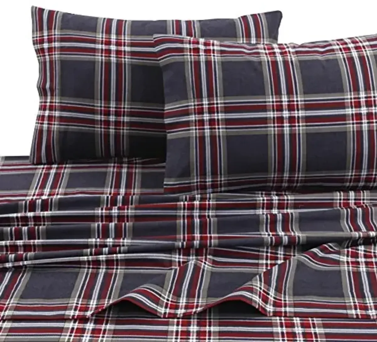 Tribeca Living HEPL170STPC Printed 170-GSM Flannel Pillowcases,Heritage Plaid Multicolor,Standard