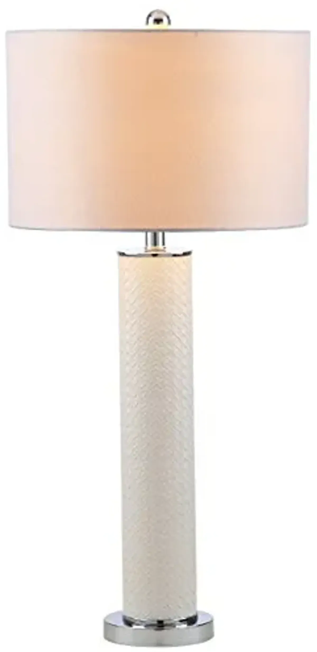 SAFAVIEH Lighting Collection Ollie Modern Contemporary Cream Faux Woven Leather 32-inch Bedroom Living Room Home Office Desk Nightstand Table Lamp Set of 2 (LED Bulbs Included)