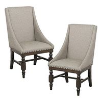 Homelegance Reid Curved Arm Dining Chairs with Nail head Accent and Turned Legs, Set of 2 Cherry