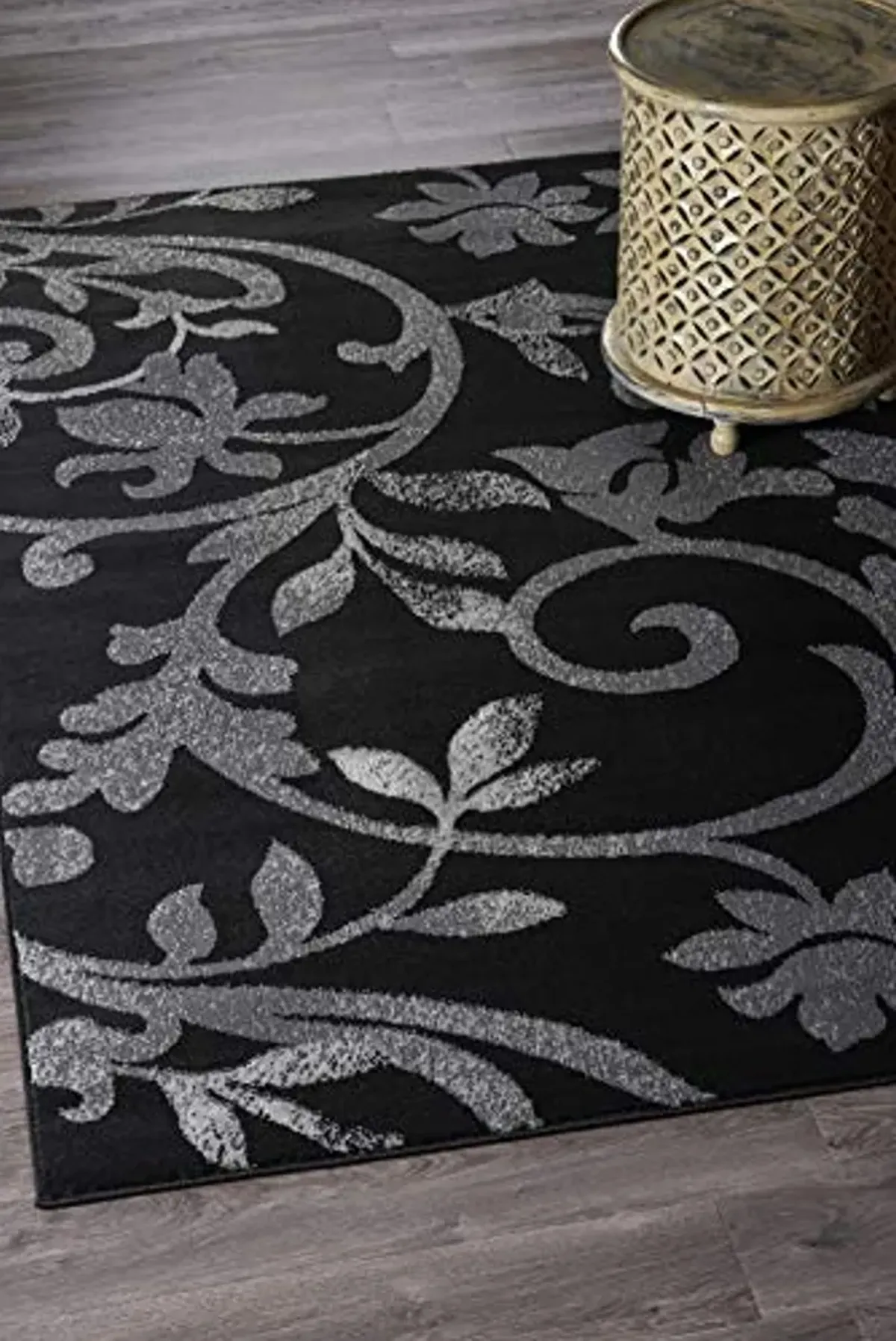 LR Resources Black Rectangle Indoor Area Rug, 5'2" x 7'2",