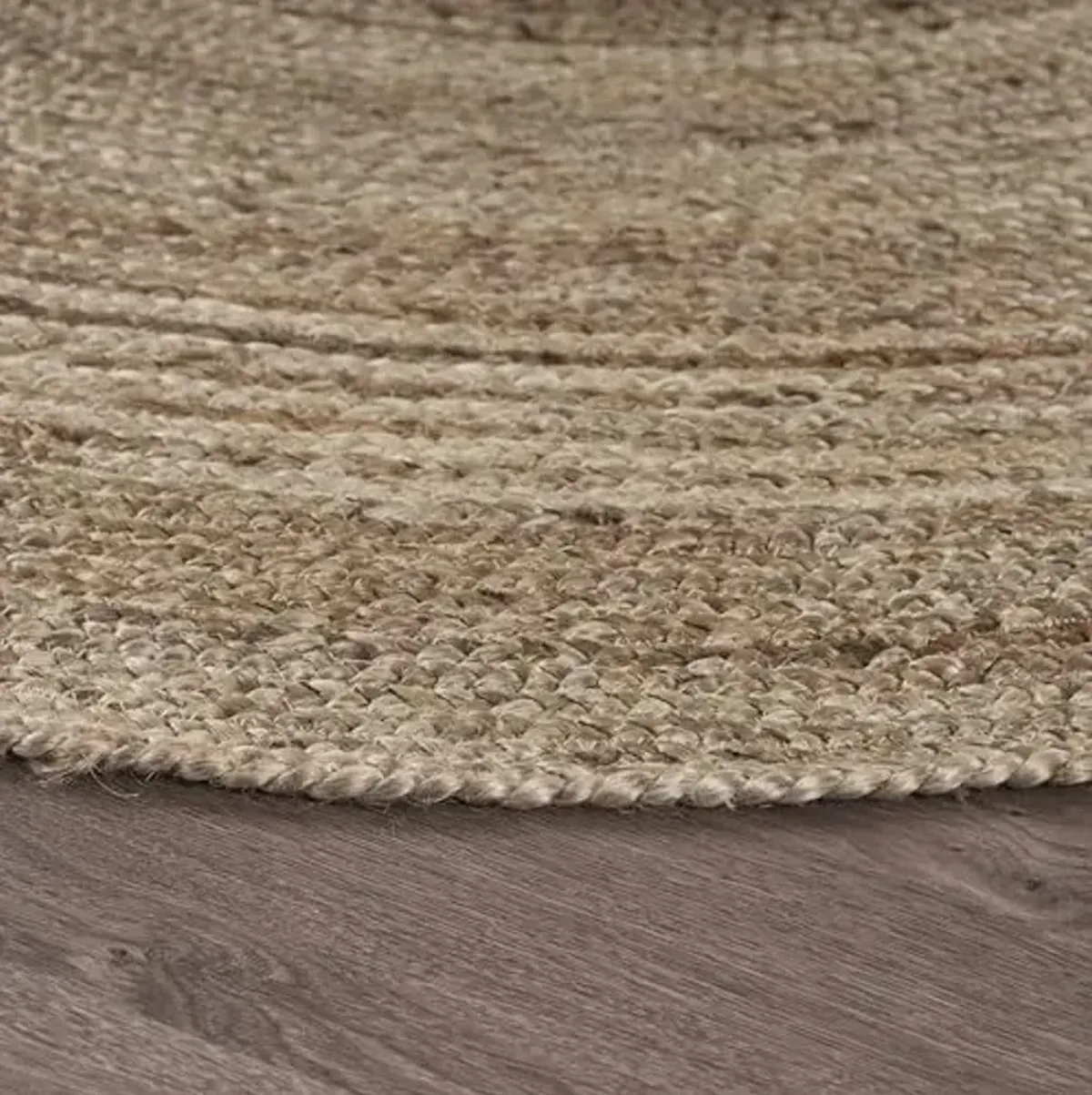LR Home Natural Jute 4ft Round Area Rug for Home Decor | Braided Rugs for Living Room, Bedroom, Playroom | Modern Boho Farmhouse Indoor Carpet for Room Decor | Gray
