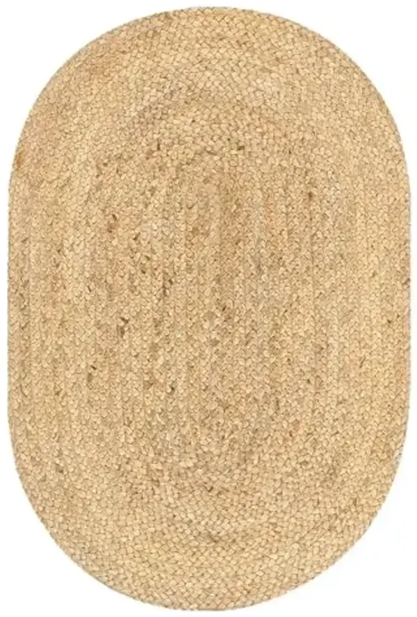 LR Home Natural Jute 2x3 Oval Area Rug for Home Decor | Braided Rugs for Living Room, Bedroom, Playroom | Bohemian Farmhouse Indoor Carpet for Room Decor | Natural/Beige