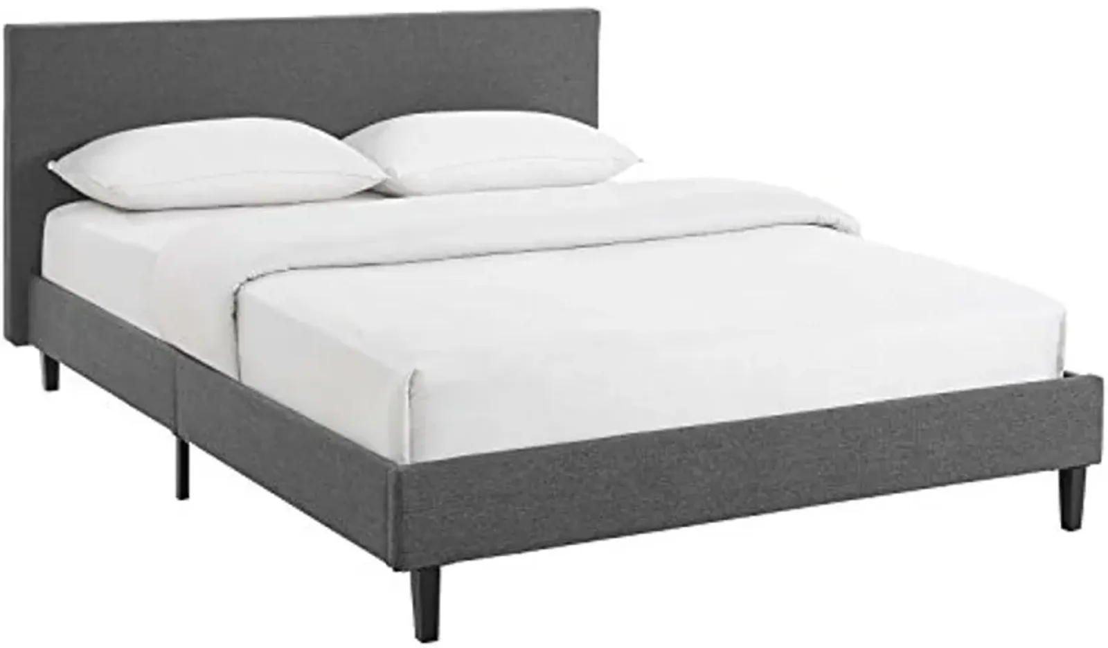 Modway Anya Upholstered Gray Full Platform Bed with Wood Slat Support