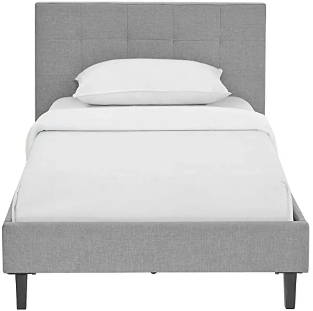 Modway Linnea Upholstered Light Gray Twin Platform Bed with Wood Slat Support