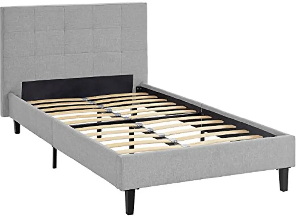 Modway Linnea Upholstered Light Gray Twin Platform Bed with Wood Slat Support