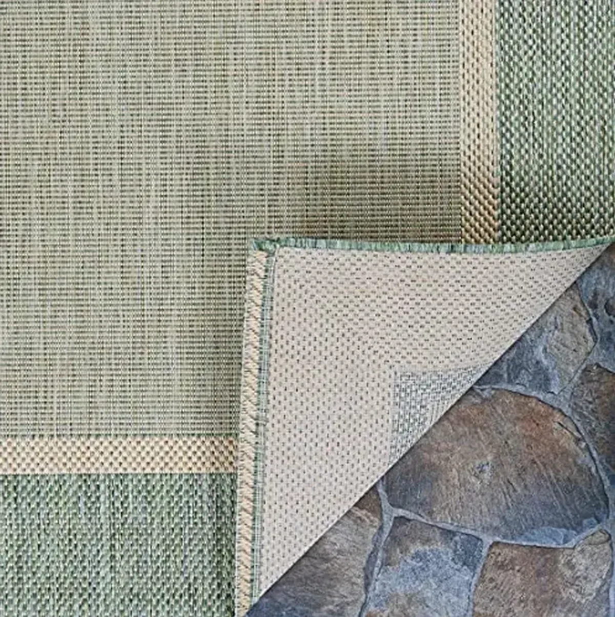 Couristan Recife Indoor Outdoor Rug - Stria Texture 2' x 3'7" Rectangle in Natural and Green, Hose Washable, Low Pile, Pet- Kid Friendly Home Decor for Living Room, Patio Furniture Set, Kitchen