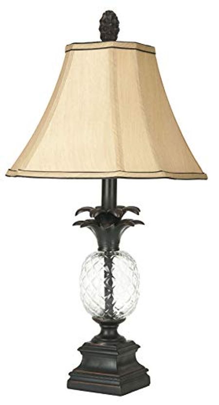 SAFAVIEH Lighting Collection Alanna Pineapple Black Crystal/ Cream Shade Glass 24-inch Bedroom Living Room Home Office Desk Nightstand Table Lamp (LED Bulbs Included)