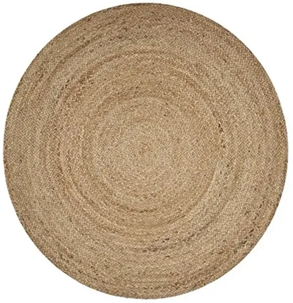 LR Home Natural Jute 4ft Round Area Rug for Home Decor | Braided Rugs for Living Room, Bedroom, Playroom | Modern Boho Farmhouse Indoor Carpet for Room Decor | Tan/Beige