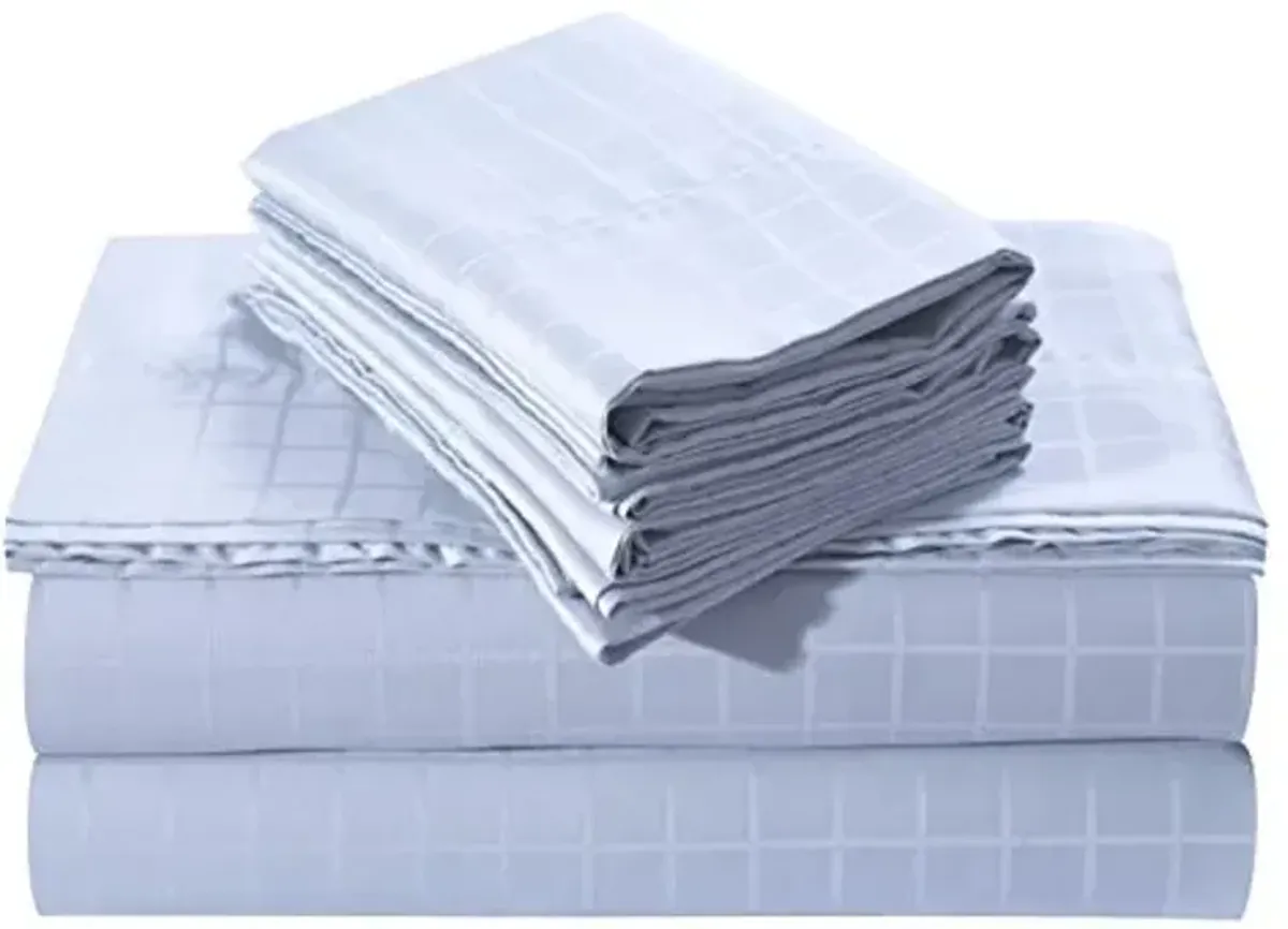 Tribeca Living WPDO250SSQUSK Dobby Cotton 6-Piece Deep Pocket Sheets, Queen, Sky Blue