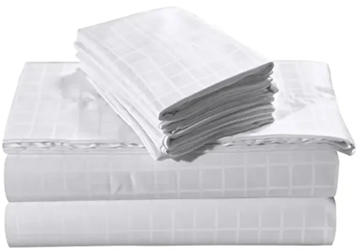 Tribeca Living WPDO250SSKIWH Dobby Cotton 6-Piece Deep Pocket Sheets, King, White