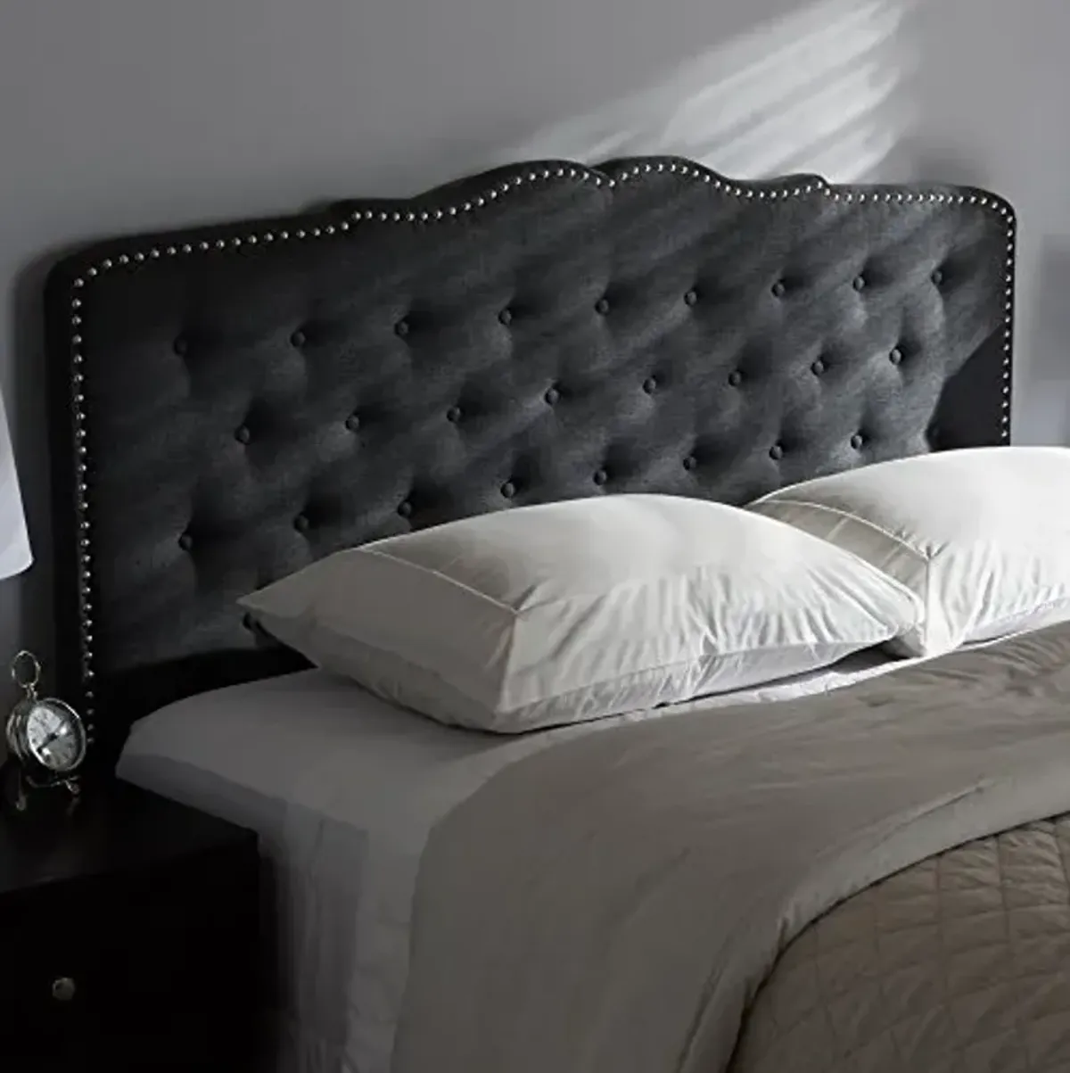 Baxton Studio Karessa Modern & Contemporary Dark Grey Fabric King Size Headboard (424-7279-AMZ)