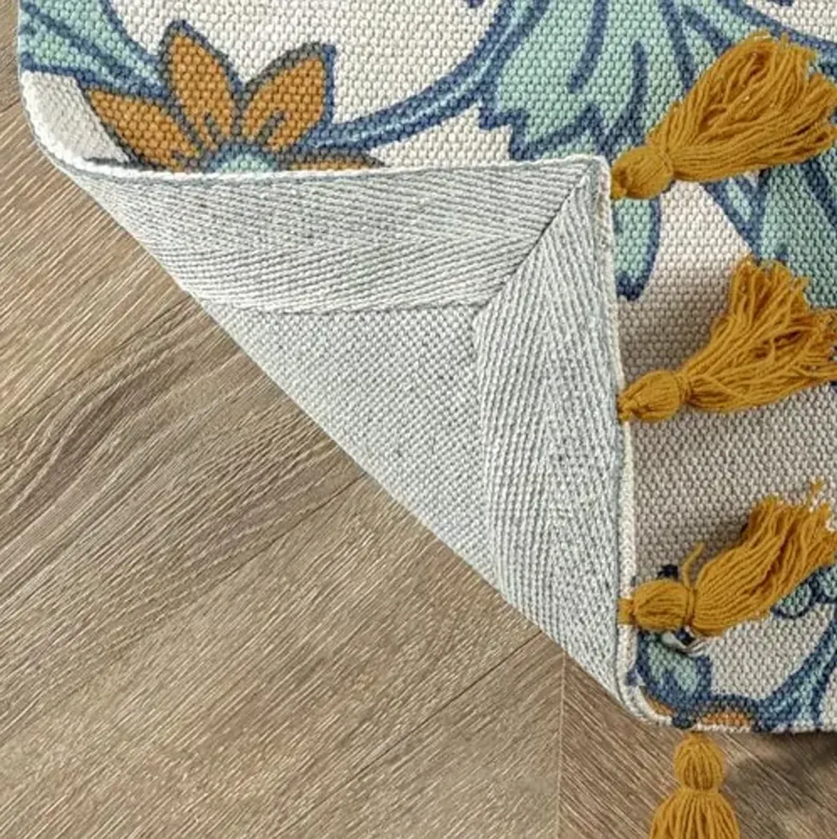 Nuloom Thomas Paul Blue Multicolor/Ivory, 6' x 9', Handmade, Octopus Print, Cotton, Soft and Cozy, High Traffic, Stain Resistant, Easy Clean, Durable Runner for Bedroom, Living Room, Dining, Den