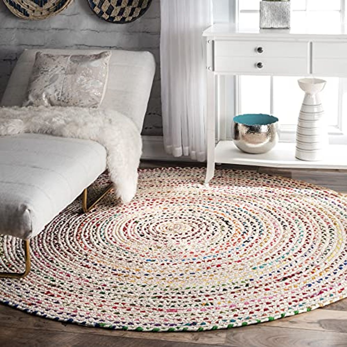 nuLOOM Tammara Hand Braided Area Rug, 8' Round, Ivory