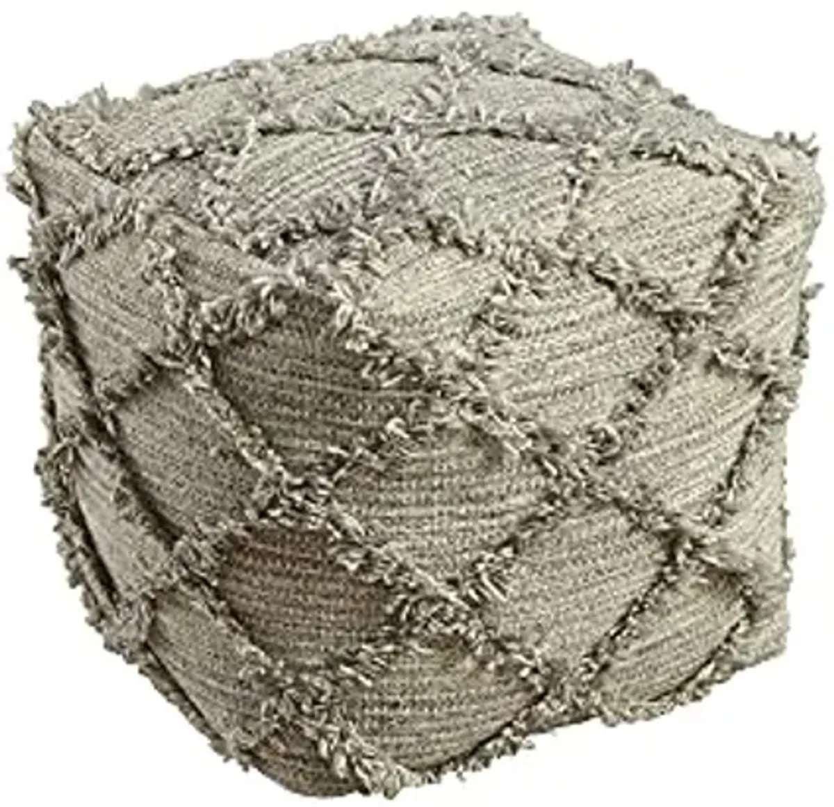 Signature Design by Ashley Adelphie Chevron Natural Wool Pouf, 16 x 16 In, Neutral Gray