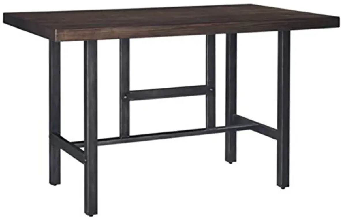 Signature Design by Ashley Kavara Modern Industrial Counter Height Dining Room Table, Medium Brown