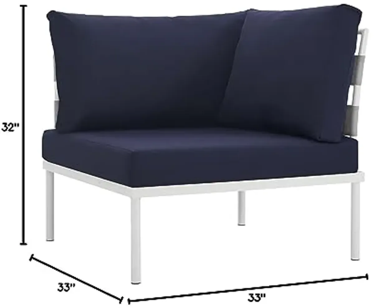 Modway Harmony Outdoor Patio Aluminum, Corner Sofa, White White