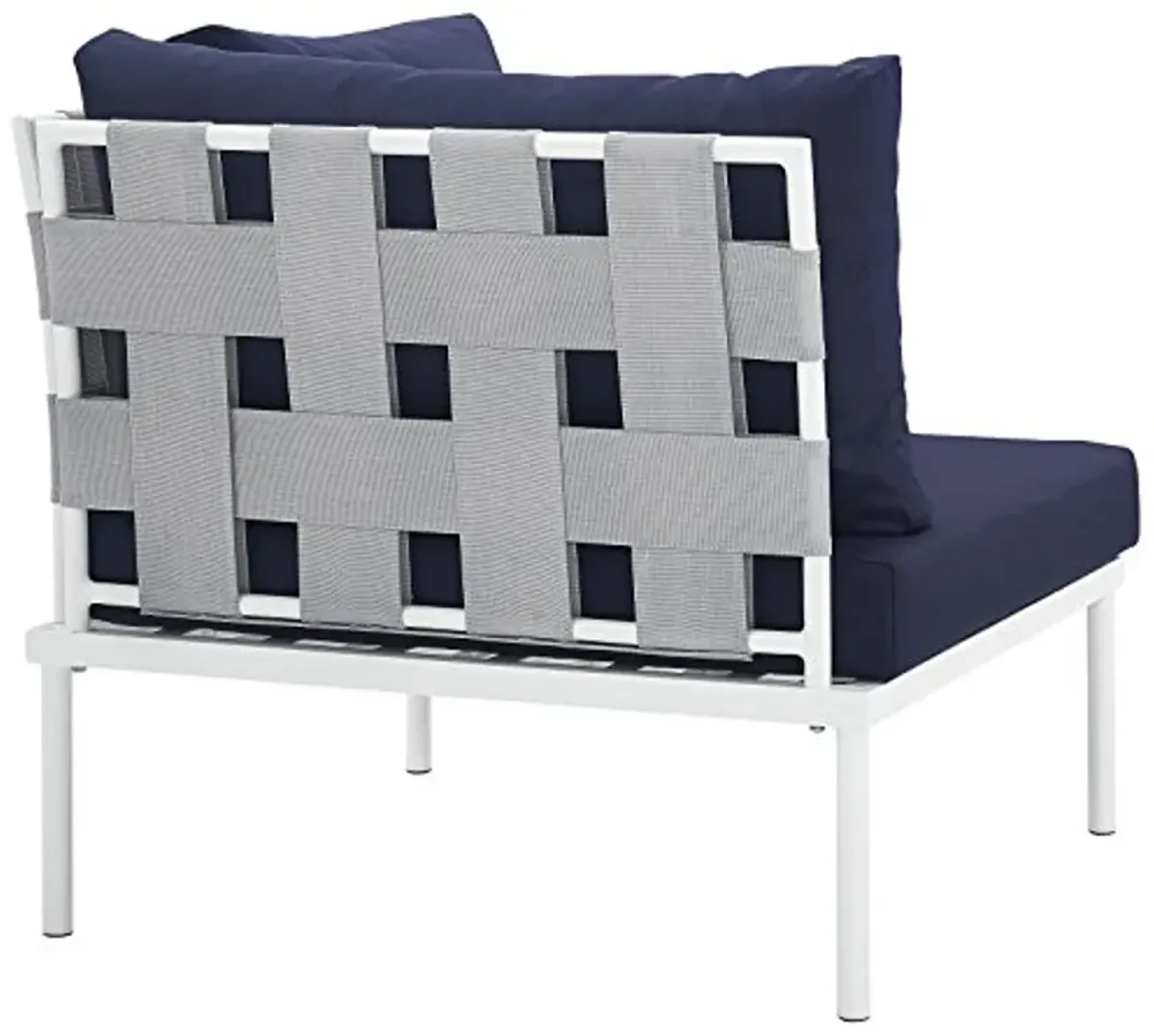 Modway Harmony Outdoor Patio Aluminum, Corner Sofa, White White