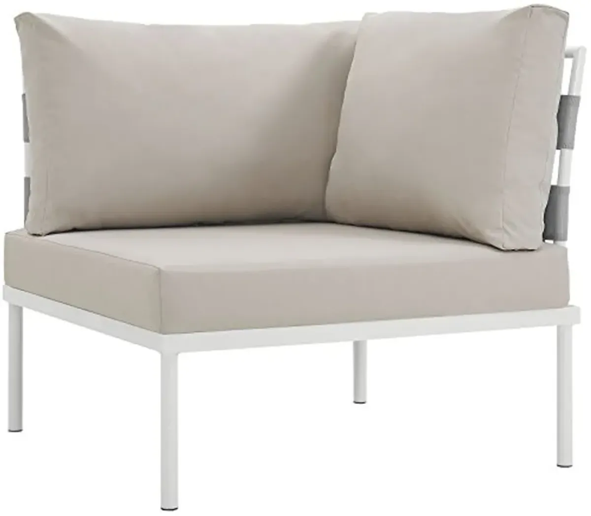 Modway Harmony Outdoor Patio Aluminum, Corner Sofa, White Gray