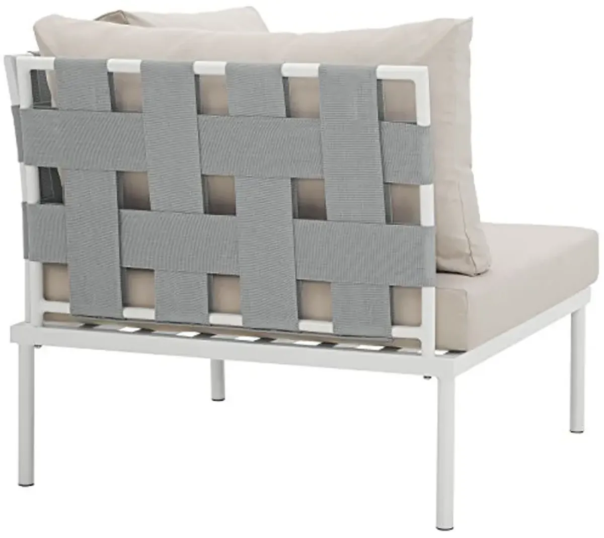 Modway Harmony Outdoor Patio Aluminum, Corner Sofa, White Gray