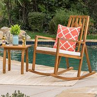 Christopher Knight Home GDFStudio Noble Outdoor Wood Rocking Chair with Accent Table, Teak Finish