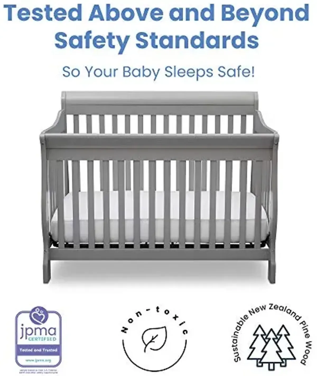 Delta Children Canton 4-in-1 Convertible Crib - Easy to Assemble, Grey