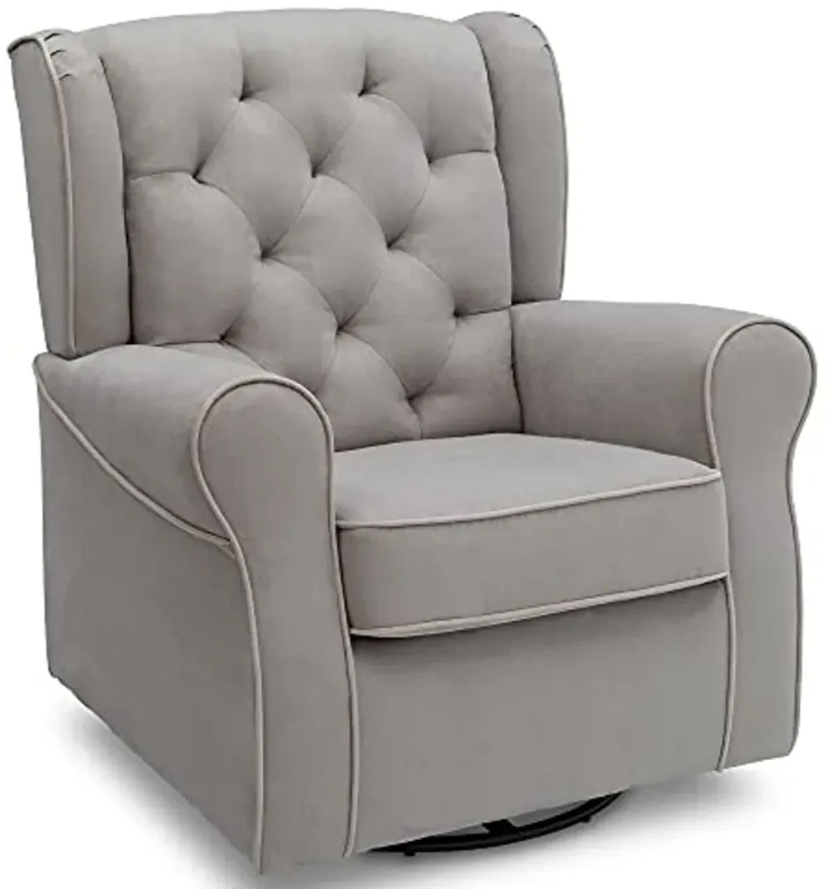 Delta Children Emerson Upholstered Glider Swivel Rocker Chair, Dove Grey with Soft Grey Welt