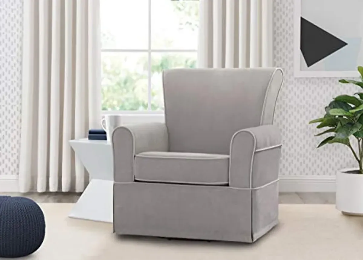 Delta Children Benbridge Glider Swivel Rocker Chair, Dove Grey with Soft Grey Welt