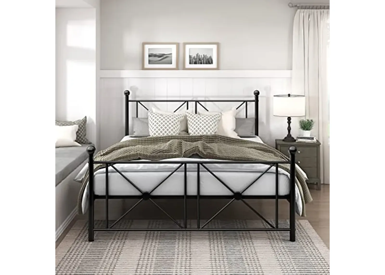 Homelegance 2047FBK-1 Mardelle Metal Platform Bed, Full, Black