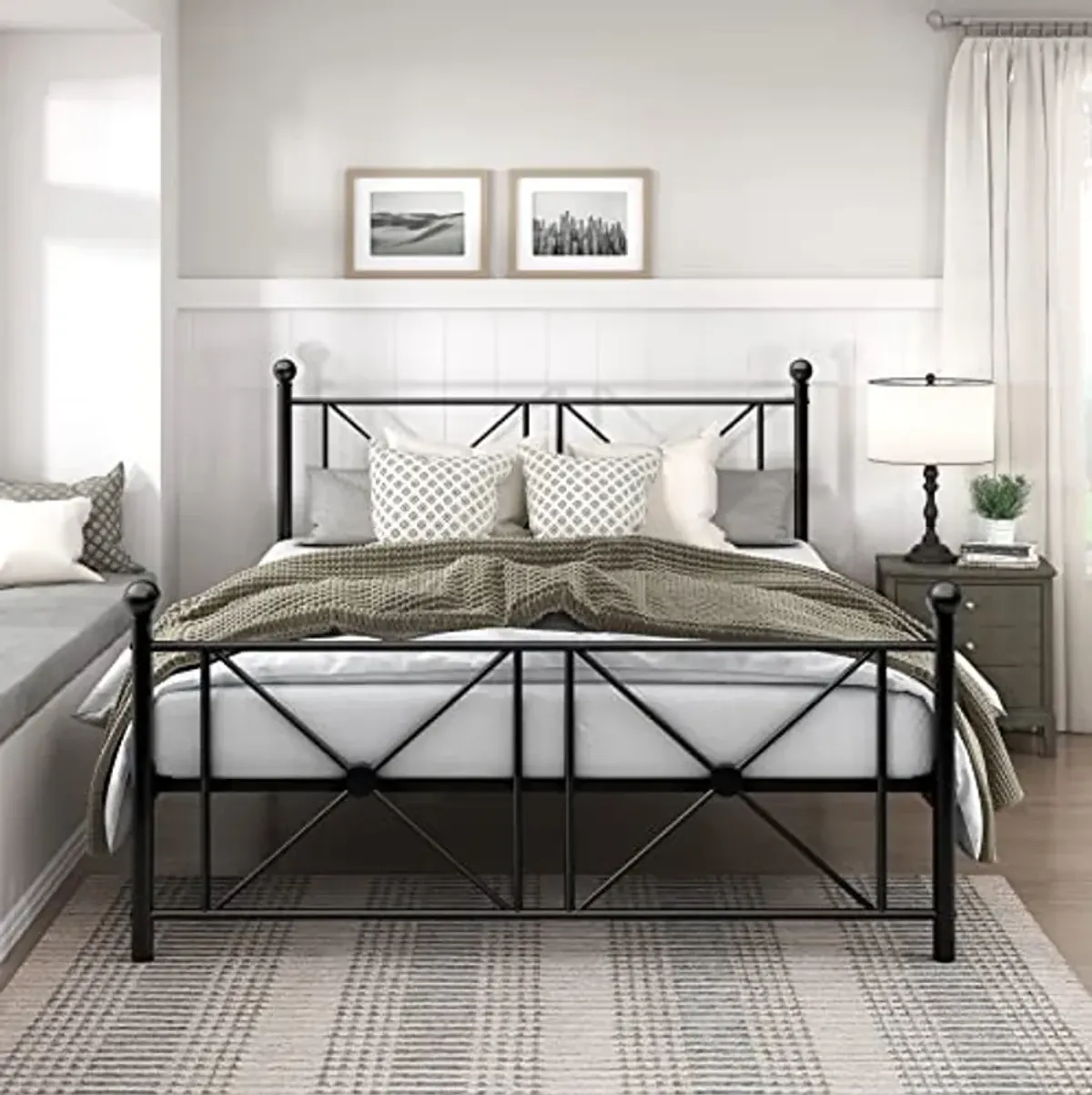 Homelegance 2047FBK-1 Mardelle Metal Platform Bed, Full, Black