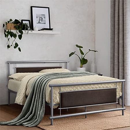 Homelegance Gavino Metal Platform Bed, Full, Silver