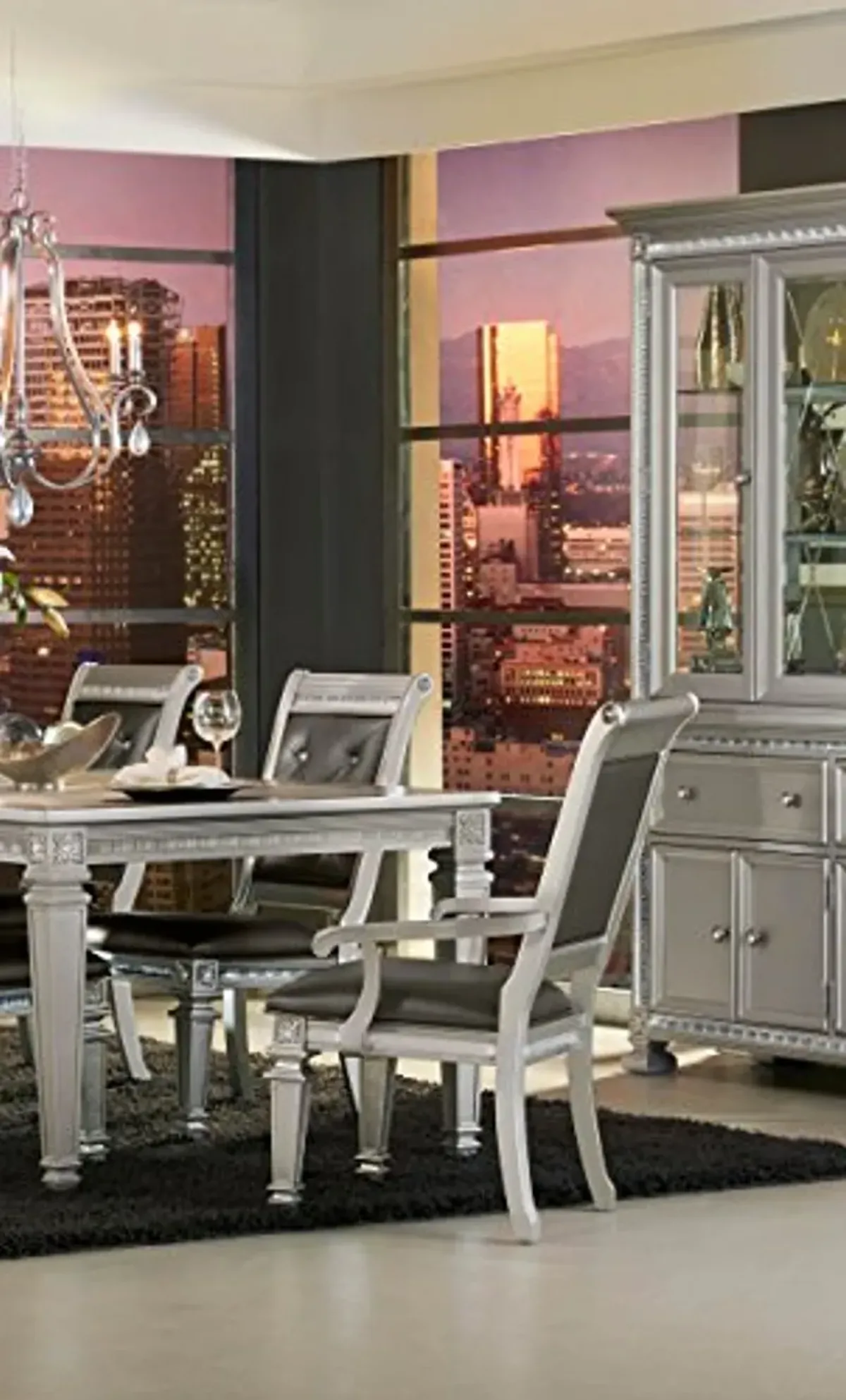 Homelegance Bevelle 2 Piece Pack Modern Dining Chairs with Arm, Silver