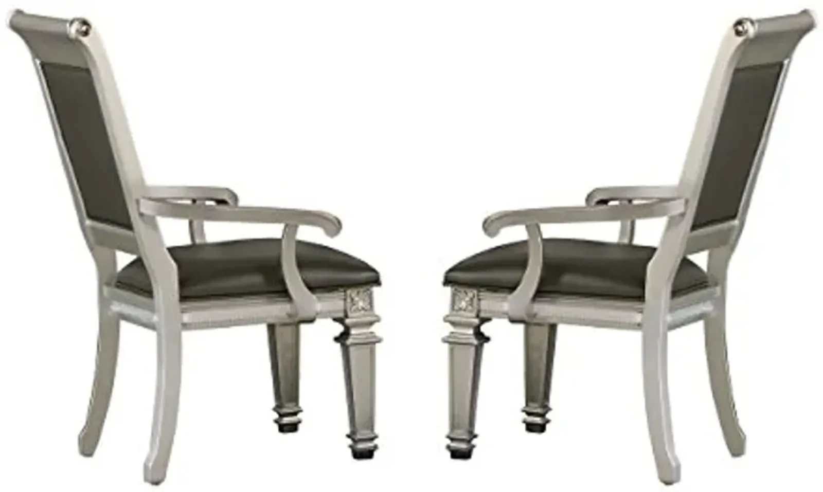 Homelegance Bevelle 2 Piece Pack Modern Dining Chairs with Arm, Silver