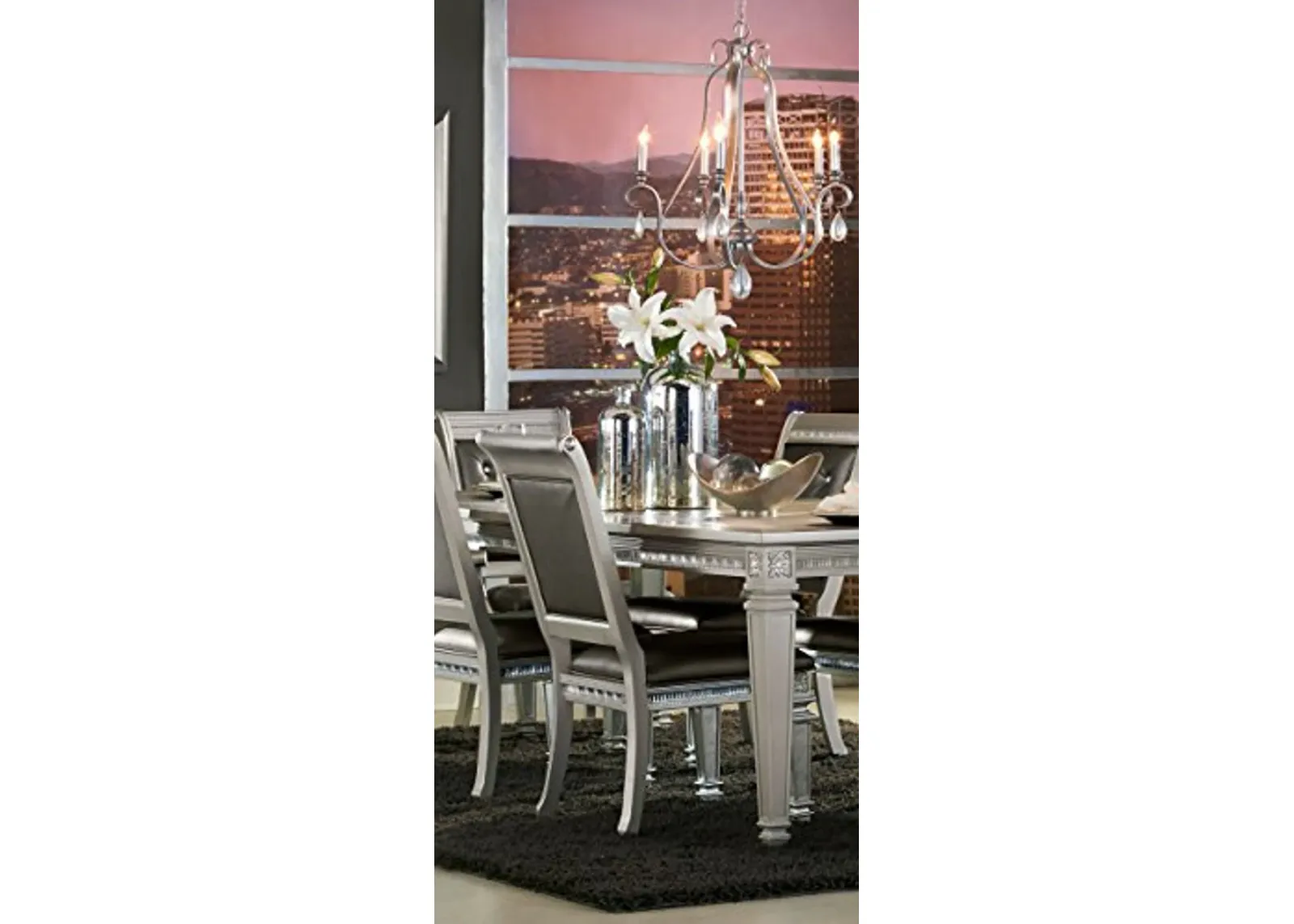 Homelegance Bevelle 2 Piece Pack Modern Dining Chairs, Silver (1958S)