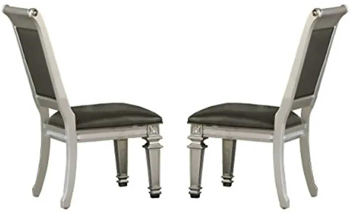 Homelegance Bevelle 2 Piece Pack Modern Dining Chairs, Silver (1958S)