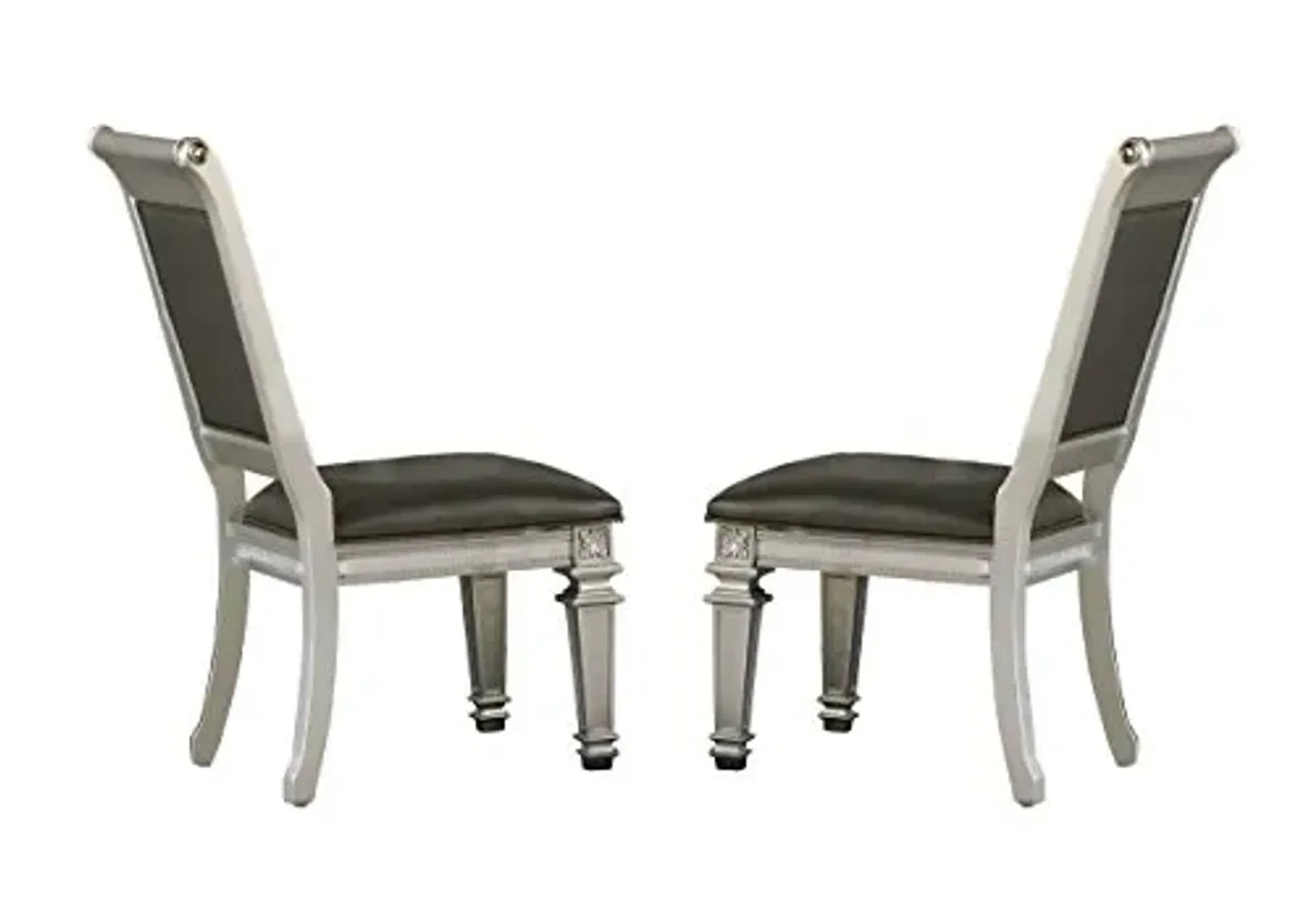 Homelegance Bevelle 2 Piece Pack Modern Dining Chairs, Silver (1958S)