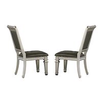 Homelegance Bevelle 2 Piece Pack Modern Dining Chairs, Silver